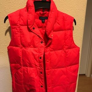 Red Lands’ End goose feather down vest. Like new!